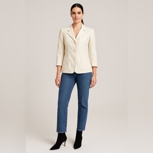 Kasper ASL Women’s Linen Blend Blazer Size 8 NWT Ivory Structured Jacket